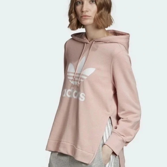 Adidas Women's Pink Blush Side Slit Hoodie L - Picture 5 of 6